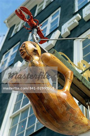 Architectural detail on restaurant, Nyhavn, Copenhagen, Denmark, Scandinavia, Europe