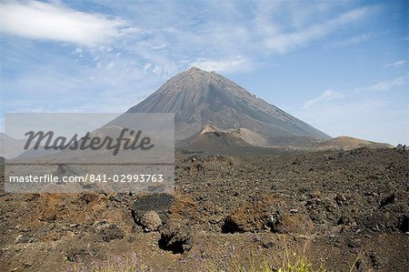 The volcano of Pico de Fogo in the background, Fogo (Fire), Cape Verde Islands, Africa