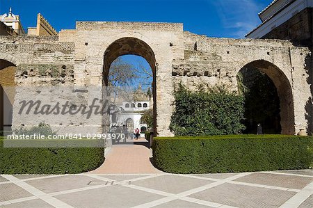 District de patio de la Monteria, Real Alcazar, Santa Cruz, Séville, Andalousie (Andalucia), Espagne, Europe