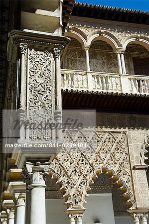 Patio de las Doncellas (Patio des jeunes filles), Real Alcazar, patrimoine mondial UNESCO, Santa Cruz district, Séville, Andalousie (Andalucia), Espagne