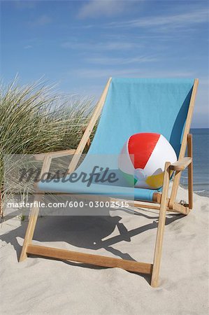 Beach Chair at Beach, Vorupoer, Jylland, Denmark