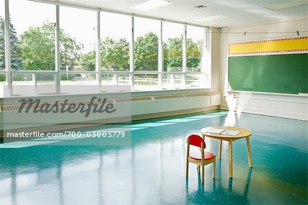 Chair and Desk in Classroom