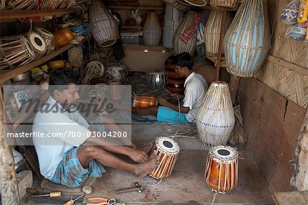 People Making Drums, Namkhana Village, South 24 Parganas District, West Bengal, India
