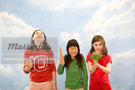 Children holding different foods
