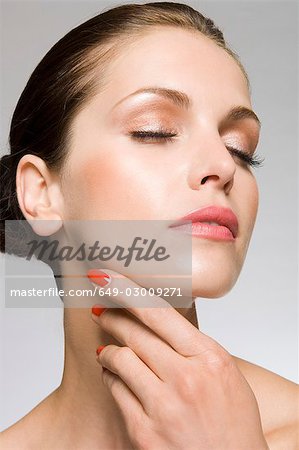 Female beauty model with finger skin