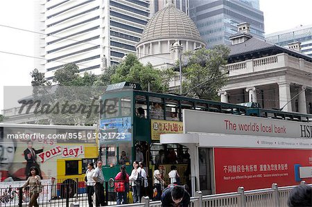 Trams at Central,Hong Kong