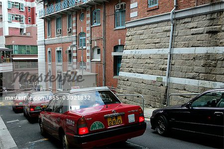 Taxi outside the old Central Police Station,Central,Hong Kong