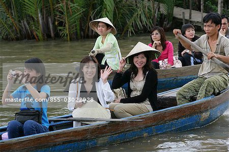 Tourists on boat at Mekong River,My Tho,Vietnam