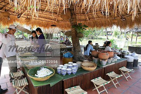 A rice noodle vendor at Binh Quoi Tourist Village,Vietnam