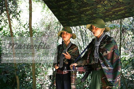 Wax statues of milita during the war at Cu Chi Tunnel,Cu Chi,Vietnam