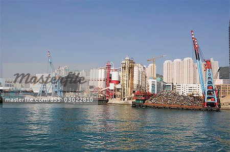 Refuse barge at Lei Yu Mun,Kowloon,Hong Kong