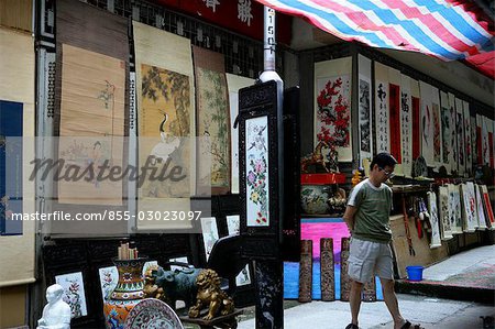 Antike chinesische Malerei Shop auf Cat Street, Sheung Wan, Hong Kong