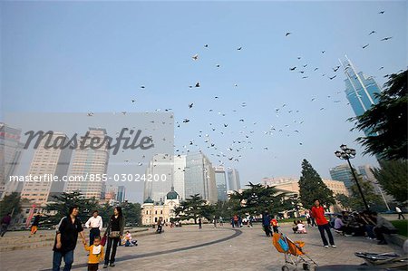 People at leisure at Zhongshan Square park,Dalian,China,Dalian China