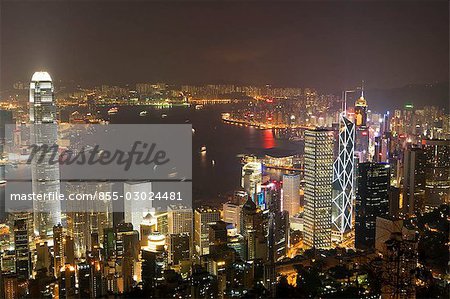 Cityscape from the Peak,Hong Kong at night