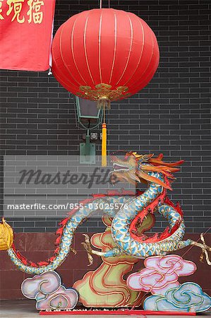 Chinesische Dekorationen auf Tang Ancestral Halle, Ping Shan, Hong Kong