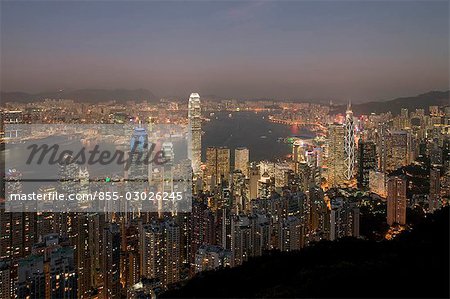 Cityscape of Victoria Harbour from the Peak,Hong Kong