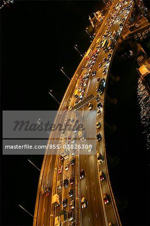 Traffic on Eastern Corridor at night,Hong Kong