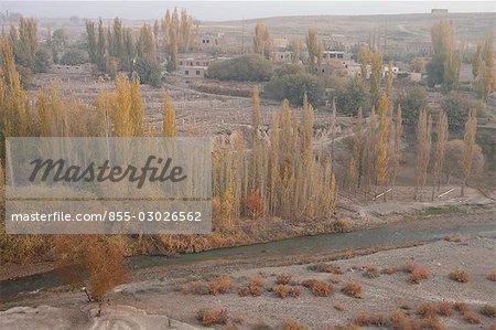 Village of Mutougou (Mutouq) in early morning,Turpan,Xinjiang,China