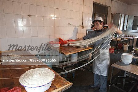 Lagman making (Uyghur noodle),Turpan,Xinjiang,China