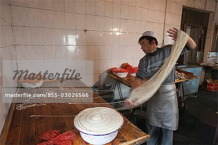 Lagman making (Uyghur noodle),Turpan,Xinjiang,China