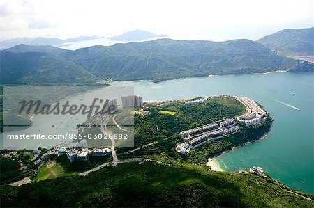 Aerial view over the Tai Tam Harbour & Red Hill Peninsula,Tai Tam,Hong Kong