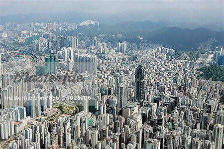 Vue aérienne de Mongkok, Kowloon, Hong Kong