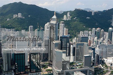 Aerial view over Wanchai,Hong Kong