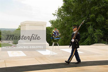 Guard at the Tomb of the Unknown Soldier, Arlington National Cemetery, Arlington, Virginia, United States of America, North America