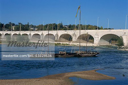 Fluss Loire und Wilson-Brücke, Tours, Centre, Frankreich, Europa