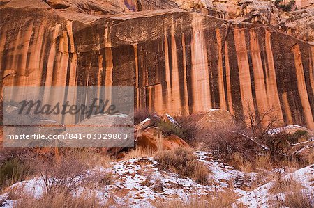 Desert Varnish on rocks, The Gorge, Capitol Reef National Park, Utah, United States of America, North America