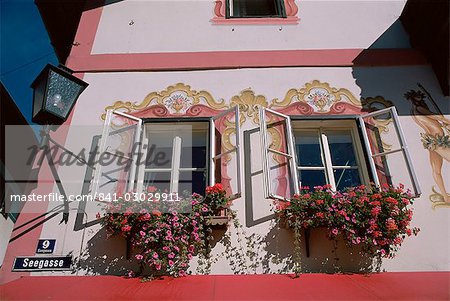 Detail of painted house, Zell am See, Austria, Europe