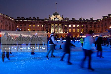 Winter ice skating rink, Somerset House, London, England, United Kingdom, Europe