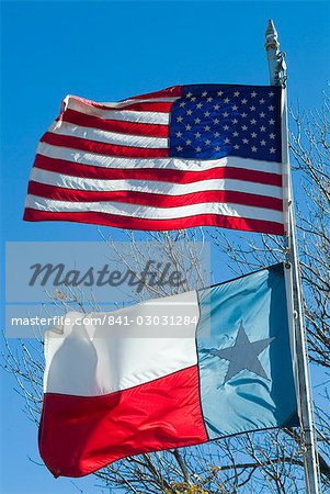 Drapeaux américain et Texan, Texas, États-Unis d'Amérique, l'Amérique du Nord