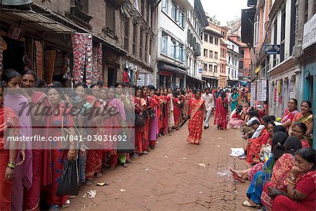 Hindu festival, especially for women, Bhaktapur (Bhadgaun), Nepal, Asia