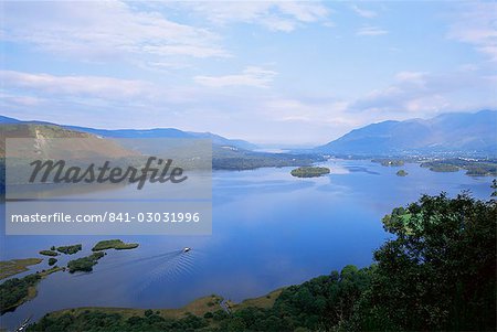 Keswick and Derwent Water from Surprise View, Lake District National Park, Cumbria, England, United Kingdom, Europe