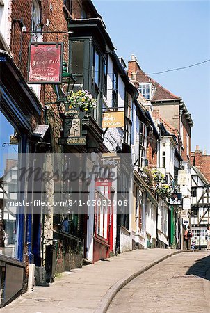 Enseignes, Steep Hill, Lincoln, Lincolnshire, Angleterre, Royaume-Uni, Europe