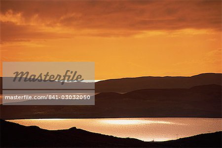 Tranquil scene of sunset over Gruinard Bay, Wester Ross, Highlands, Scotland, United Kingdom, Europe