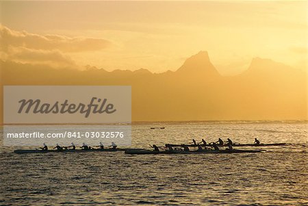 Boats at sea, French Polynesia