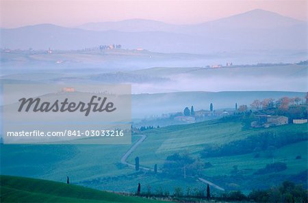 Early morning landscape near Pienza, Siena, Tuscany, Italy