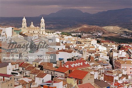 Aerial view of Jaen city, Jaen, Andalucia, Spain, Europe