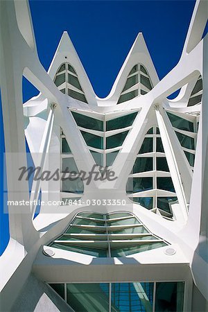 Detail des Principe Felipe Museum der Wissenschaft, der Stadt der Künste und der Wissenschaft, Architektur von Santiago Calatrava, Valencia, Spanien, Europa