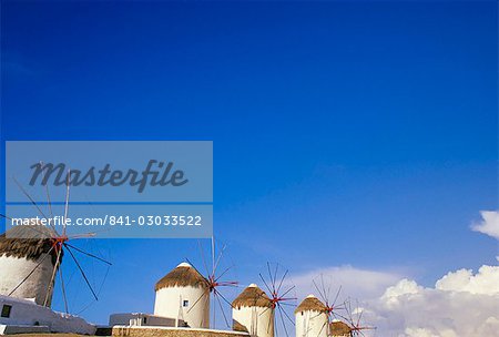 Old windmills, Mykonos, Cyclades islands, Greece, Mediterranean, Europe