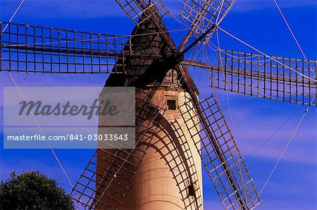 Typical windmill, Majorca, Balearic Islands, Spain, Europe