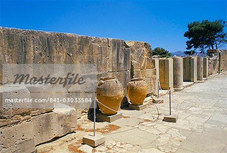 Minoan jars at the Minoan archaeological site, Phaestos, island of Crete, Greece, Mediterranean, Europe