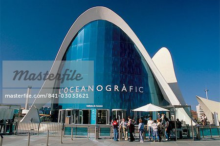 Ozeanographische Park, Architekt Santiago Calatrava, Stadt der Künste und Wissenschaften (Ciudad le Las Artes y Las Ciencias), Valencia, Spanien, Europa