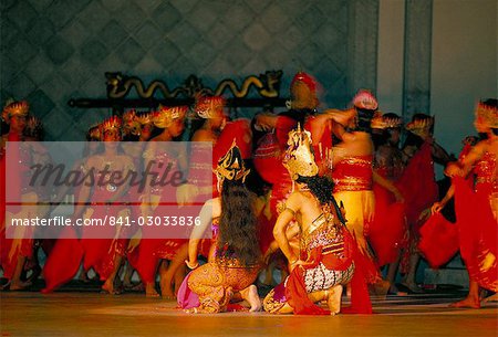 Performance de l'épopée hindoue, le Ramayana, Palais Princier, Yogyakarta, l'île de Java, en Indonésie, Asie du sud-est, Asie