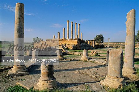 Le site romain de Thuburbo Majus, le Capitole et le Temple de mercure, la Tunisie, l'Afrique du Nord