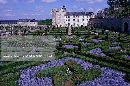 Jardins à la française, château de Villandry, patrimoine mondial de l'UNESCO, Indre et Loire, vallée de la Loire, France, Europe