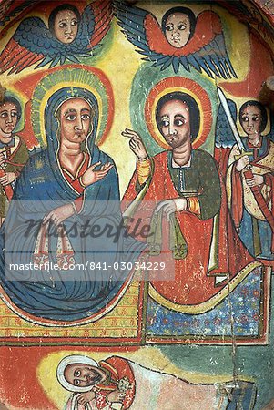 Peinture à l'église de Ura Liana Meheriet, péninsule de Zege, lac Tana, Gondar, Éthiopie, Afrique