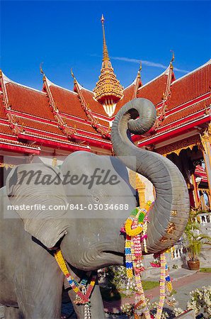 Éléphant au temple, Phuket, Thaïlande